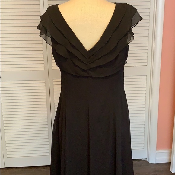 MSK Black Chiffon Midi Length Cocktail Dress - Picture 5 of 8